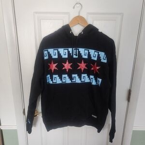 Quemadera Clothing Chicago Stars Aztec Hoodie Black Mens Large Isaias Pullover